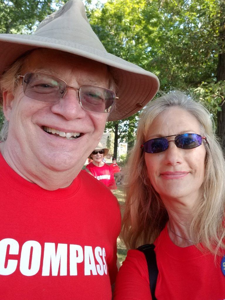 Sue with Mike Giguere, Board Chair of The Compass Food Bank