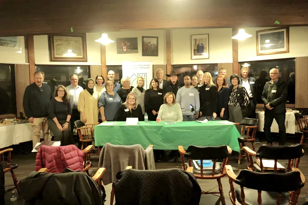 Residents' association delegates at the MIRANET (Mississauga Residents' Association Network) 2025 Annual General Meeting, with Sue Shanly seated at the head table